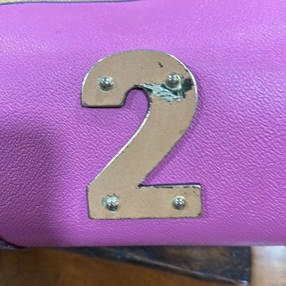 Dooney & Bourke Vintage Leather Pink and Tan Crossbody Bag with Gold Hardware - Picture 8 of 13